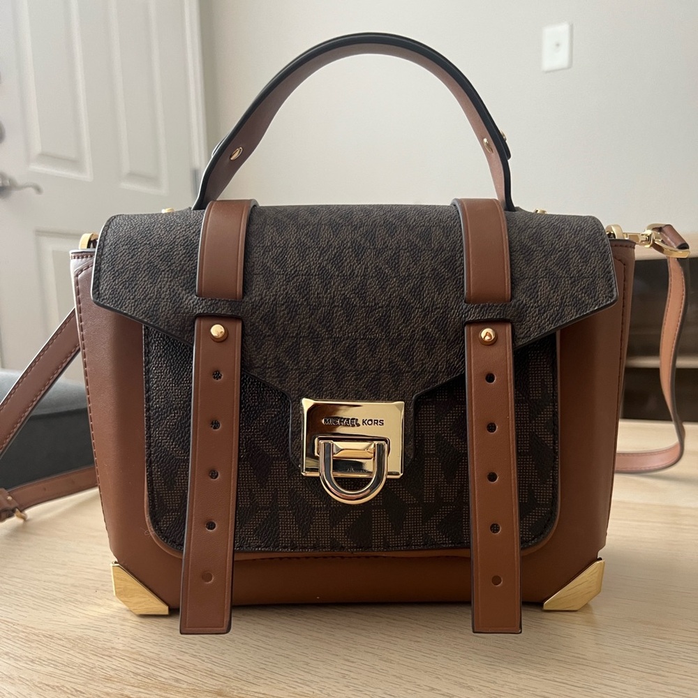 Michael Kors Manhattan Satchel Medium Leather Brown